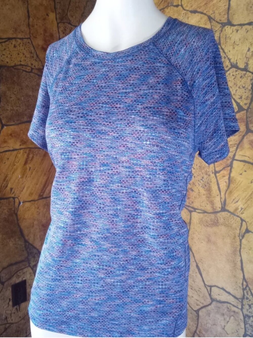 Athleta Blue Heather Short Sleeve Tee M